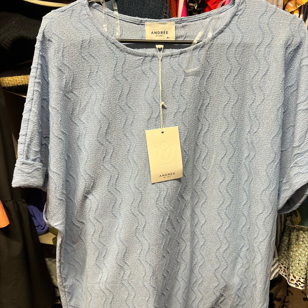 Andree Light Blue Textured Blouse